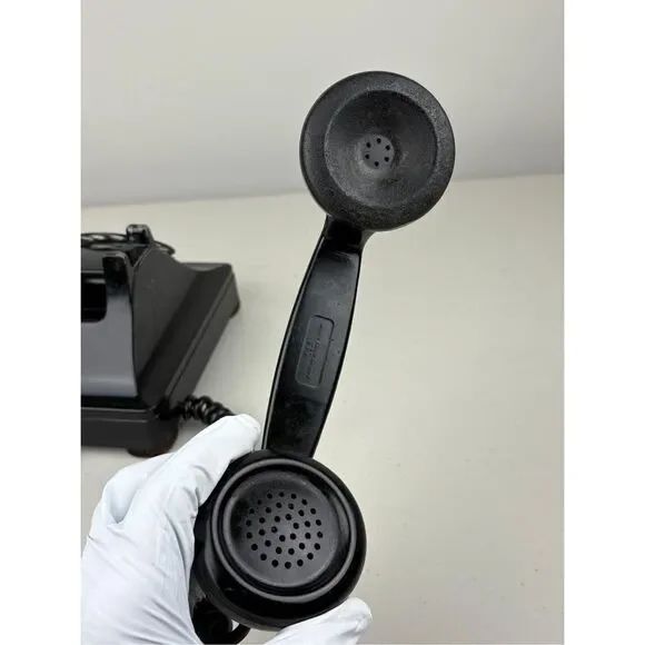 Vintage 1940s Western Electric FIW F1W Black Rotary Desktop Telephone Black USA - Picture 9 of 13
